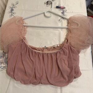 Velvet Blush Puff Sleeve Blouse